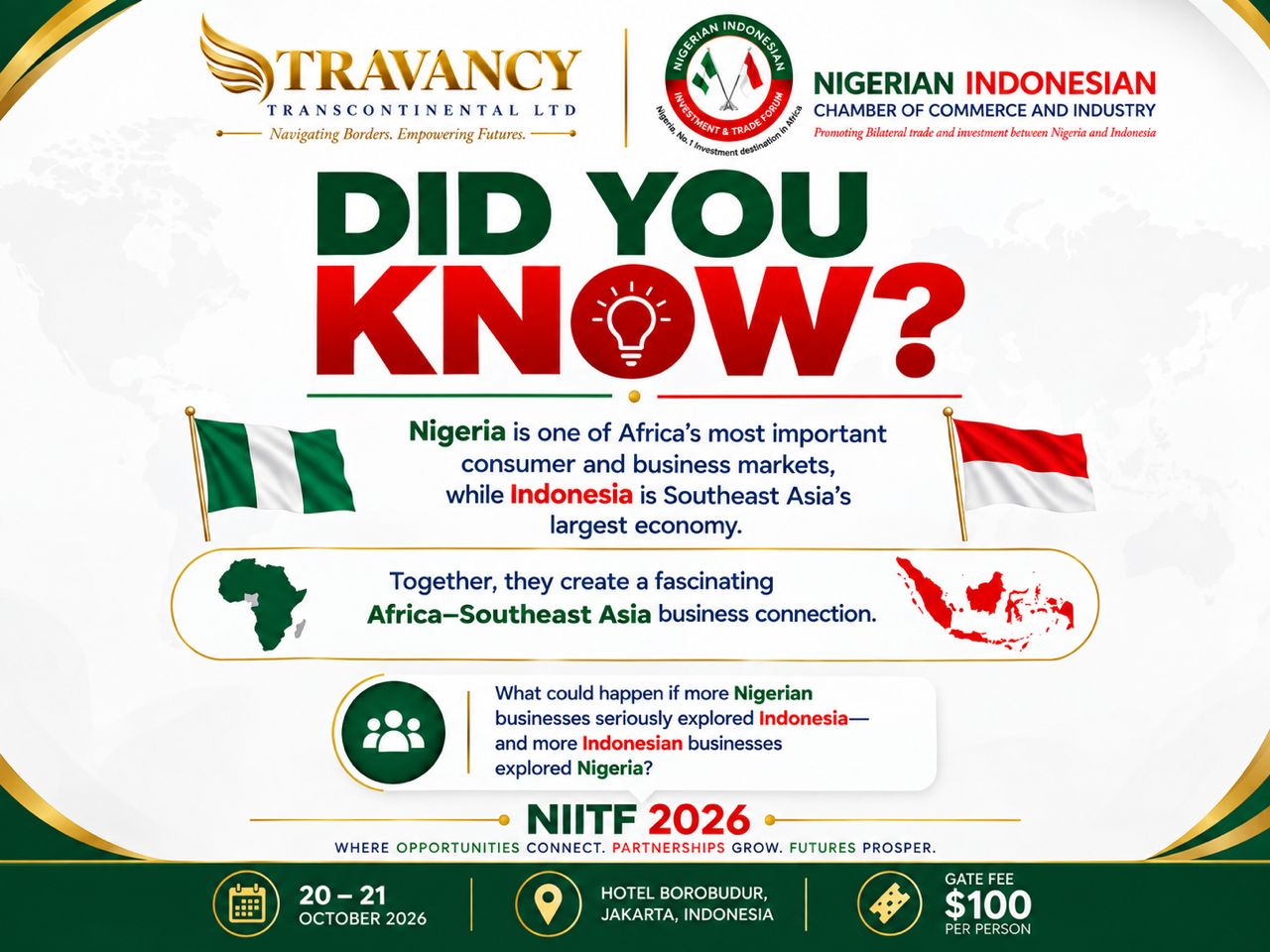 Official poster for the 5th Nigerian-Indonesian Investment & Trade Forum (NIITF) 2026