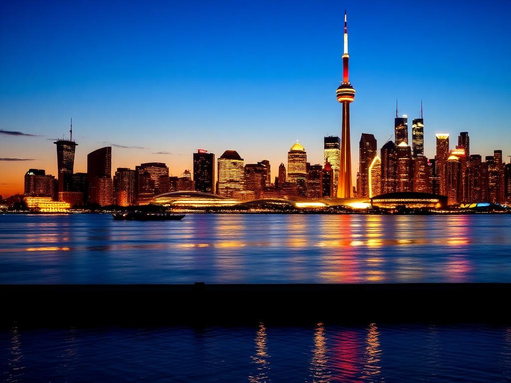 Toronto skyline with the CN Tower at twilight